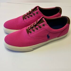 New Polo Ralph Lauren Vaughn Canvas Shoes Size 11 Hot Pink Color New No Tags